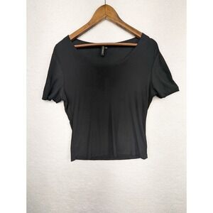 Susan‎ Lawrence Black Dressy Tunic Top Blouse L
